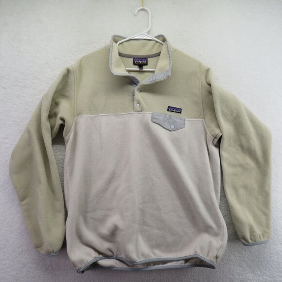 Patagonia Sweatshirt Womens Size XL Synchilla Snap Fleece Pullover Beige FLAW - Picture 1 of 11